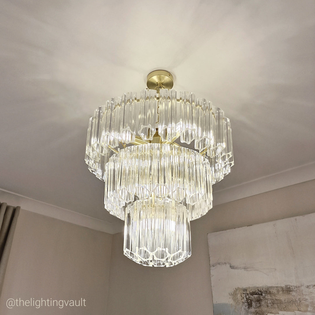 Gilbert Collection large statement chandelier in gold for living room
