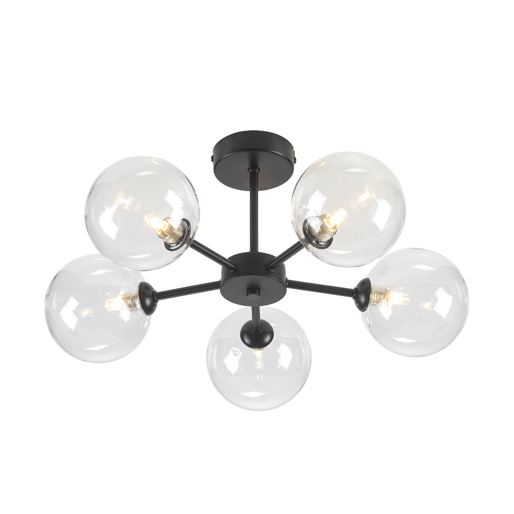 Nordic Style Matt Black Semi Flush Ceiling Light
