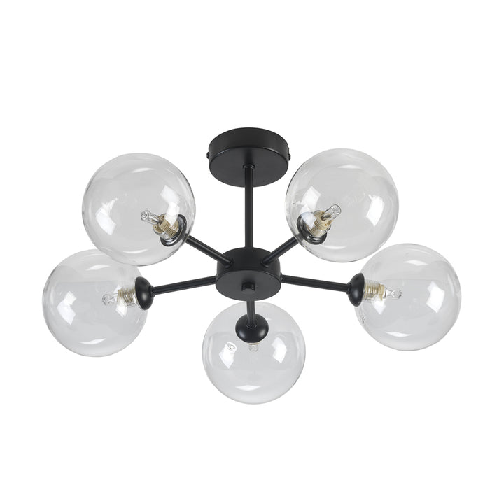 Fenland 5 Light Semi Flush – Black & Glass