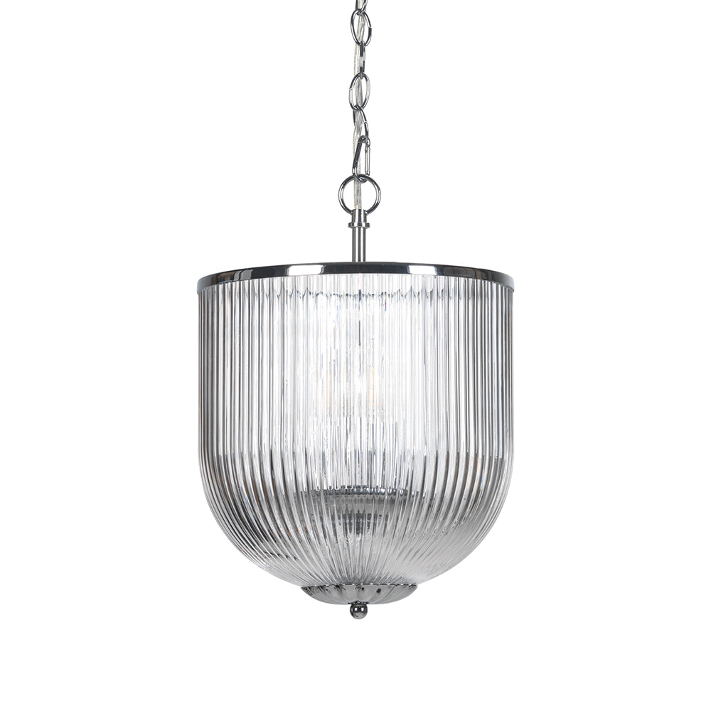 Buxton Glass Lantern Ceiling Light – Silver or Bronze
