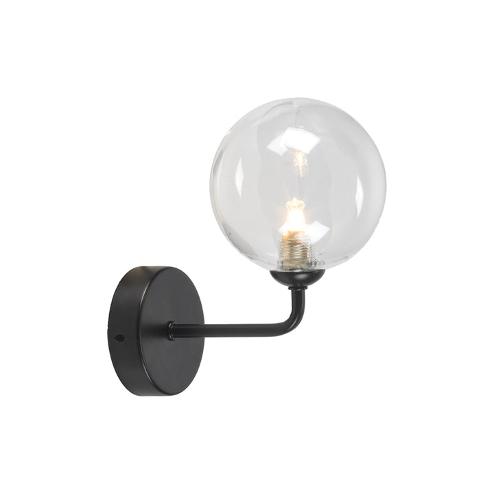 Simple Matt Black And Clear Glass Wall Light