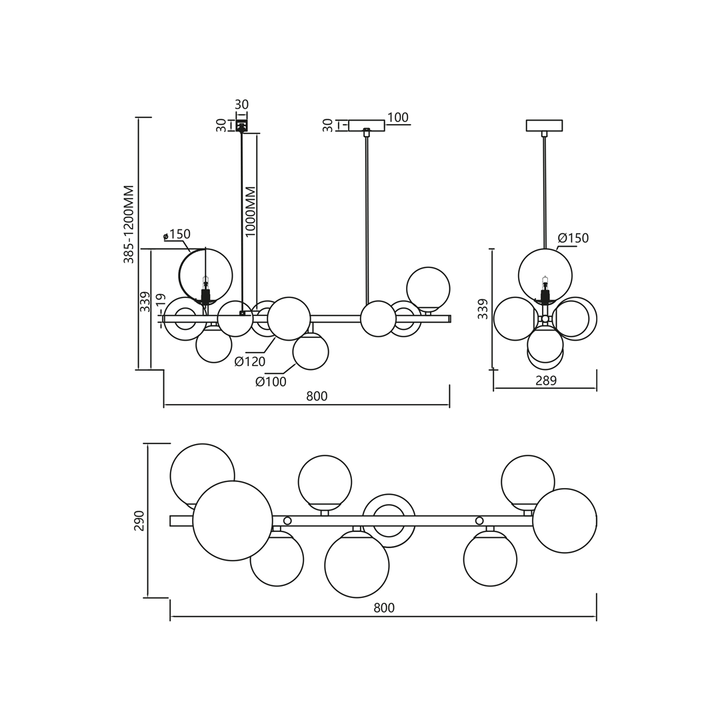 Valetta Smoked Glass Bar Pendant – Black