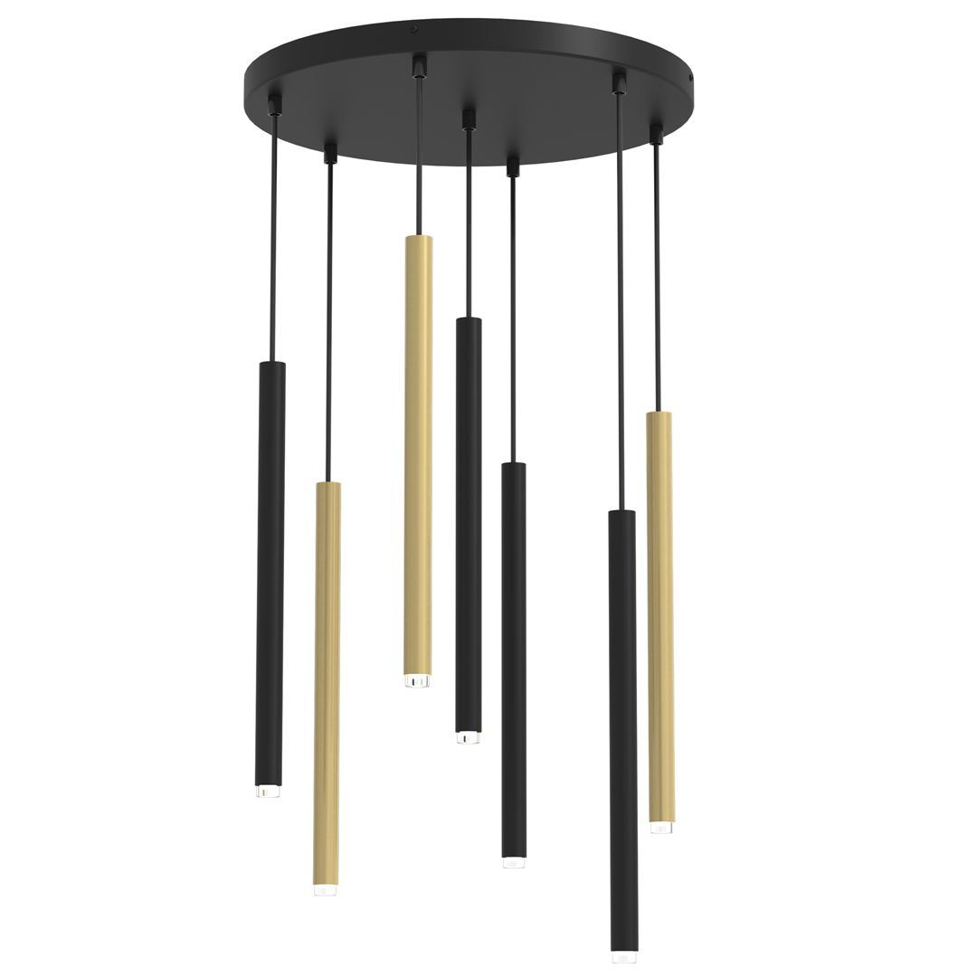 Lisbon 7-Light Spiral Pendant Black & Gold