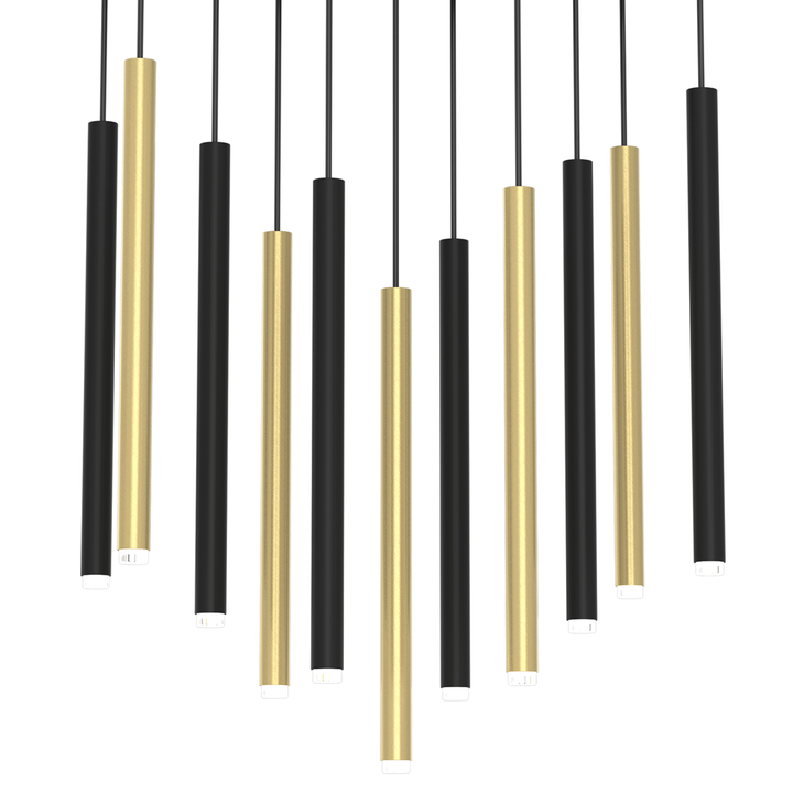 Lisbon 11-Light Black & Gold Pendant Bar