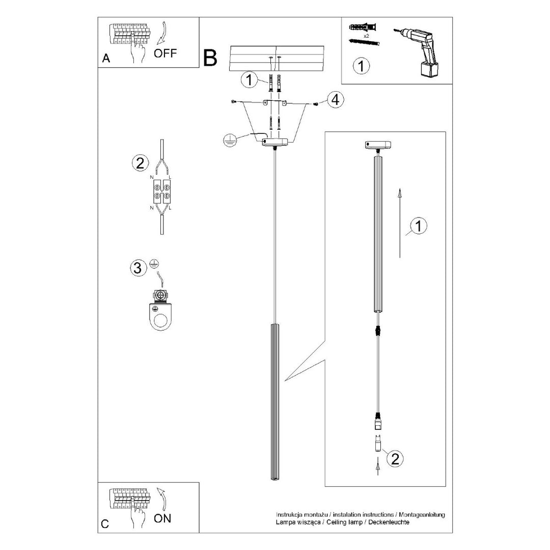 Argentia Ribbed Tube Pendant Light