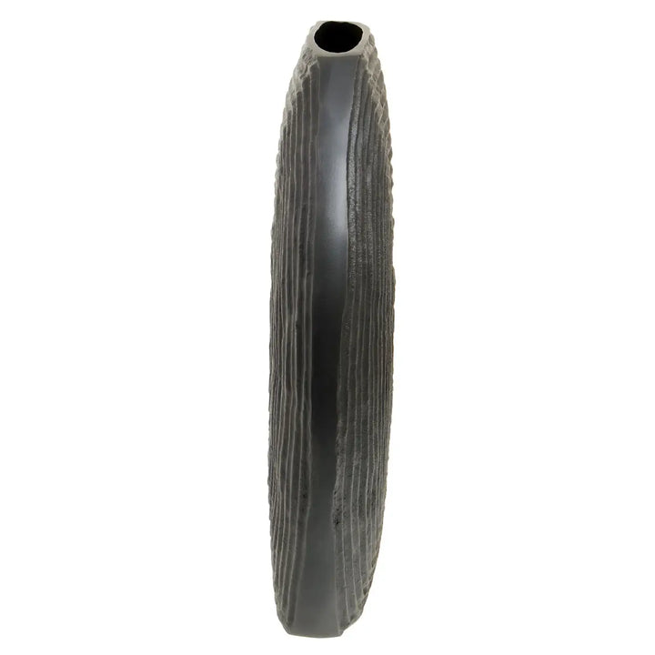 Round Textured Black Vase