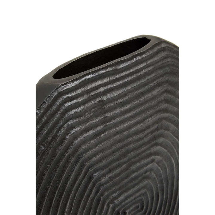 Round Textured Black Vase