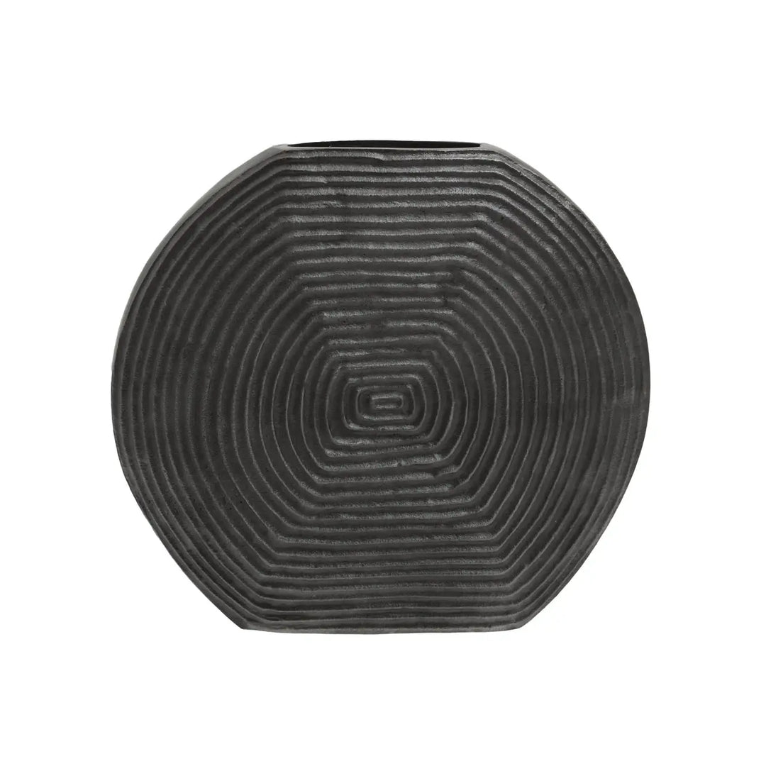 Round Textured Black Vase