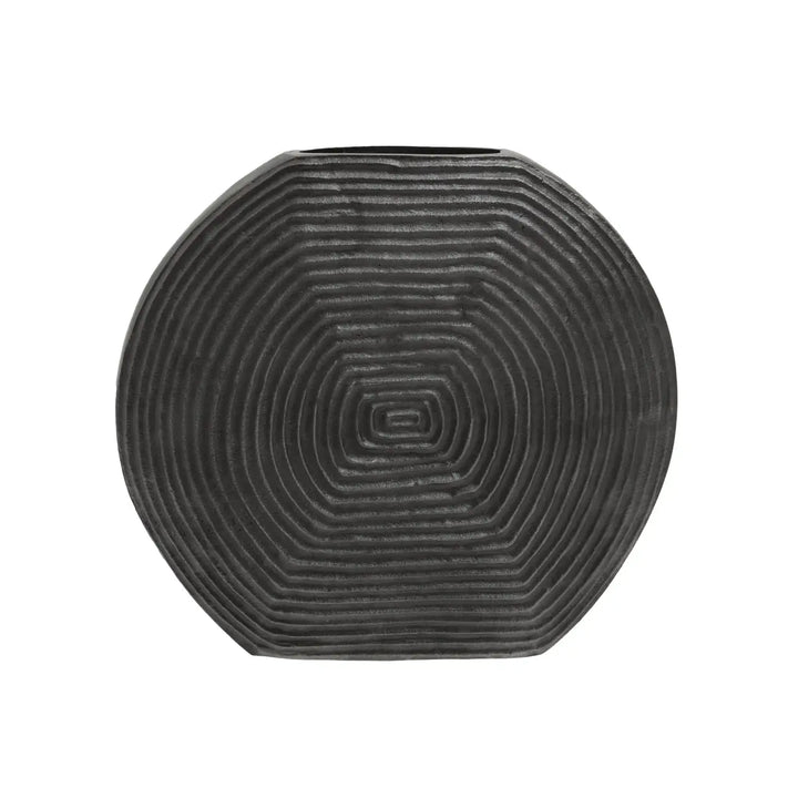 Round Textured Black Vase