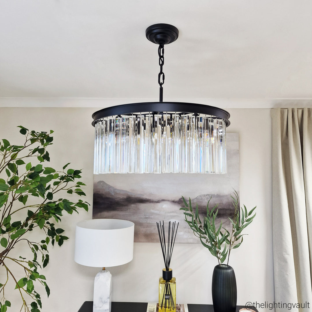 Large black crystal ceiling chandelier