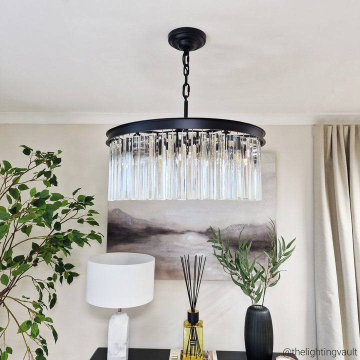Large black crystal ceiling chandelier