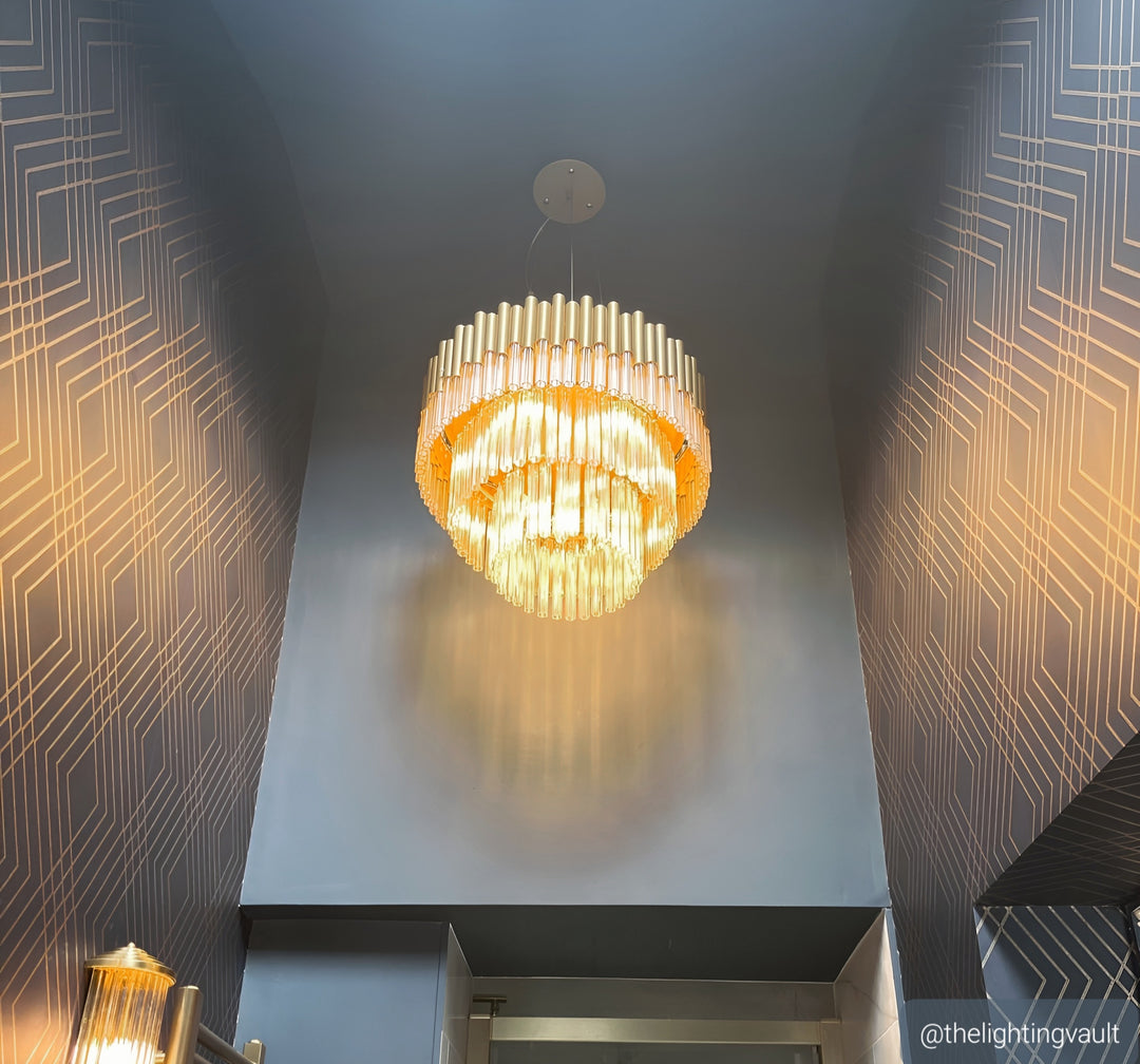 Murcia Chandelier – Matt Gold Glass Tiered Pendant