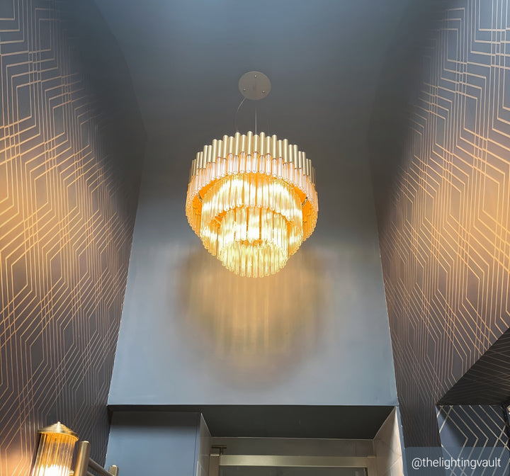 Murcia Chandelier – Matt Gold Glass Tiered Pendant