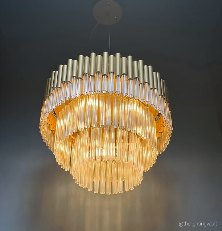 Murcia Chandelier – Matt Gold Glass Tiered Pendant
