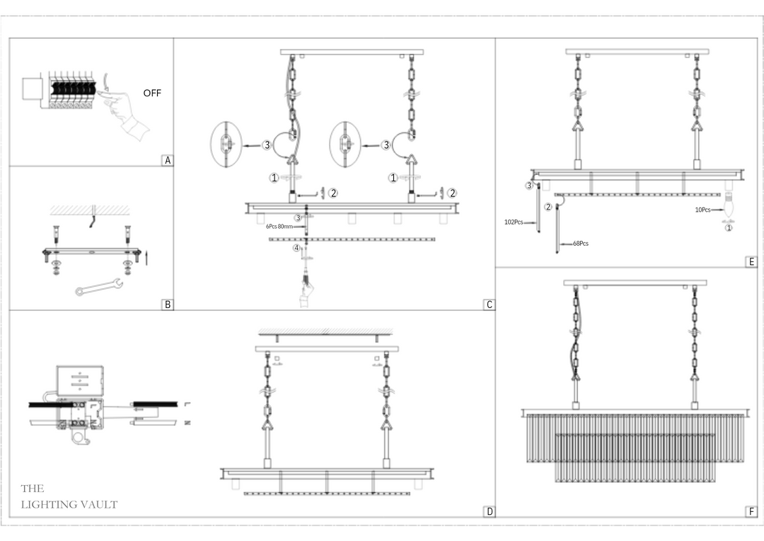 Carolina Rectangular Bar Chandelier Gold