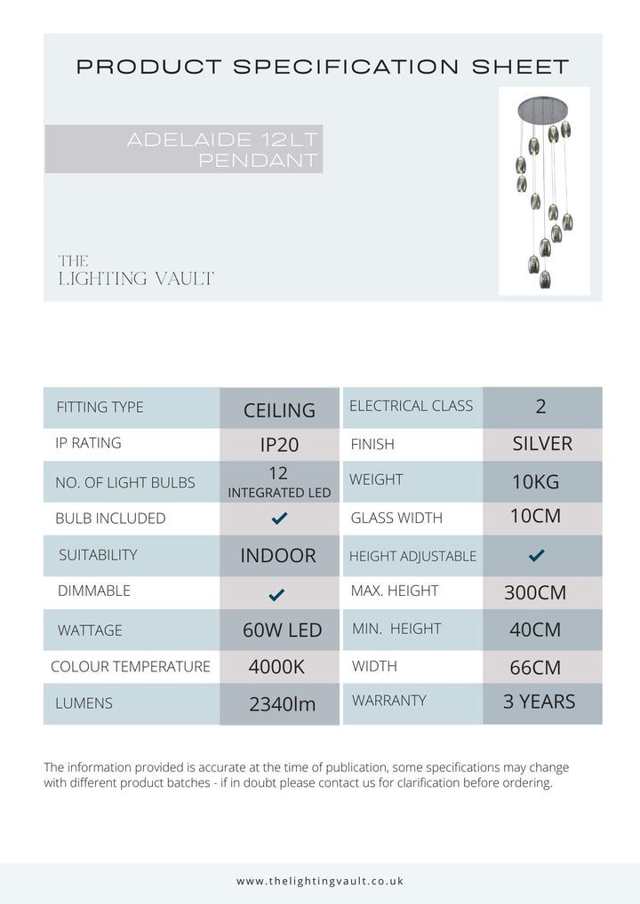 Adelaide 12-Light Spiral Pendant Chandelier