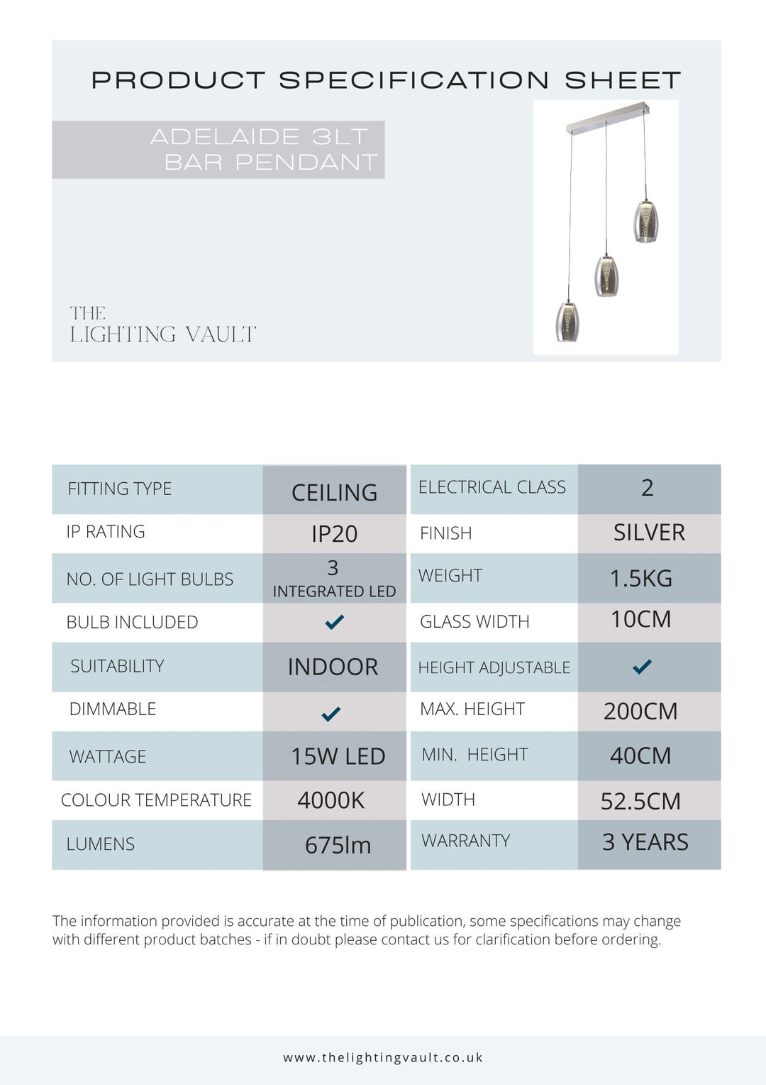 Adelaide 3-Light Pendant Bar
