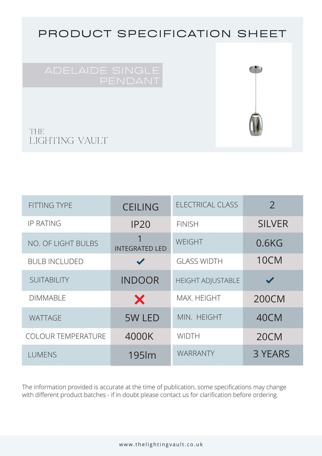 Adelaide Pendant - 2 COLOURS