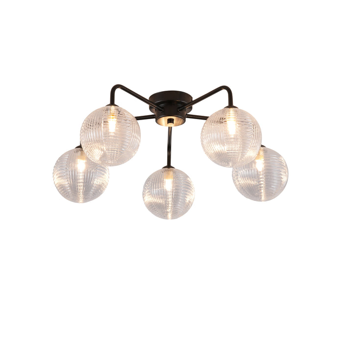 Albany 5-Light Semi-Flush Ceiling Light – Matt Black or Bronze