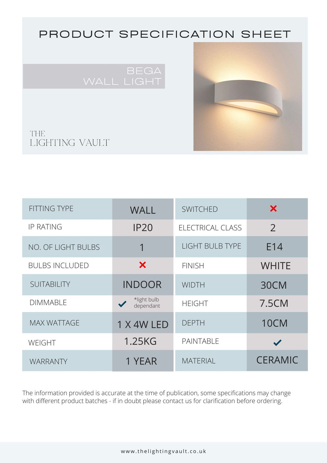 Bega Ceramic Wall Light