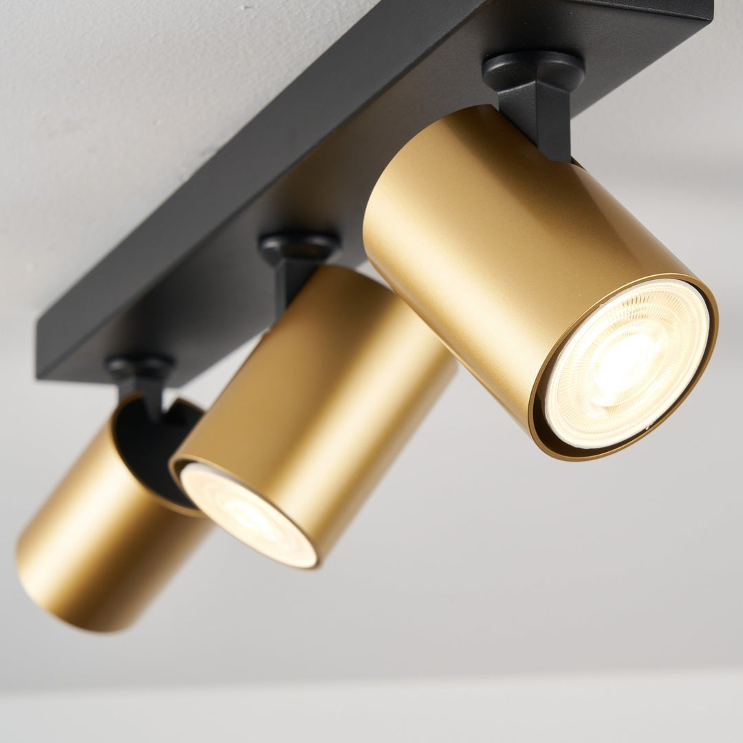 Benalla Black & Gold Bar Flush Light