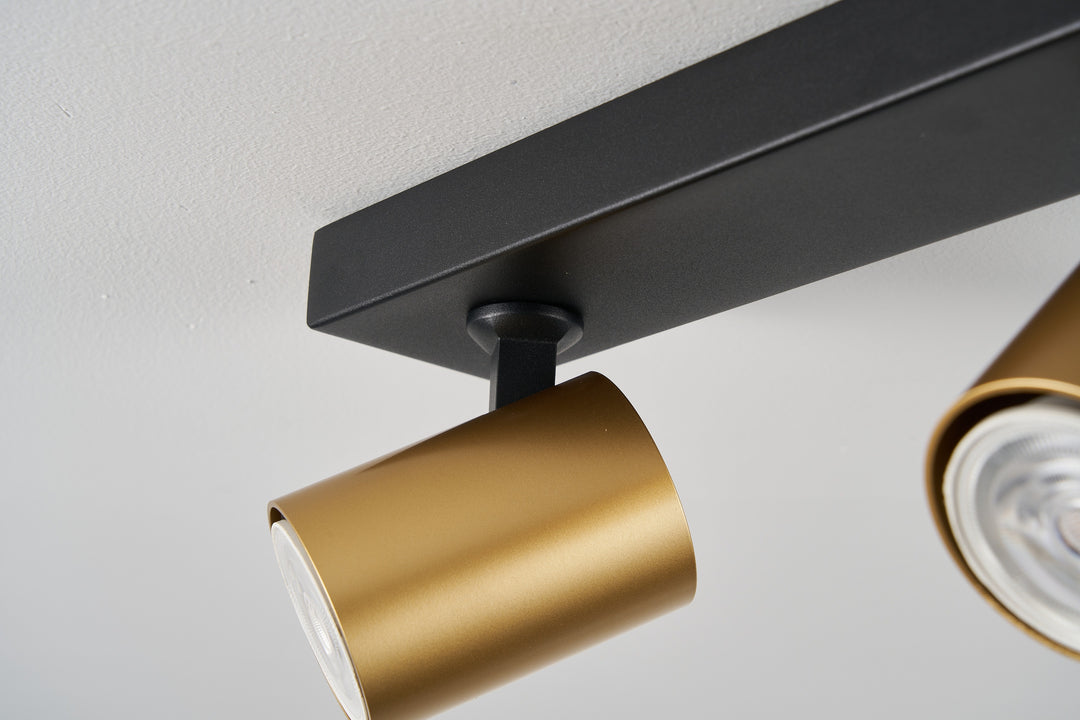 Benalla Black & Gold Bar Flush Light