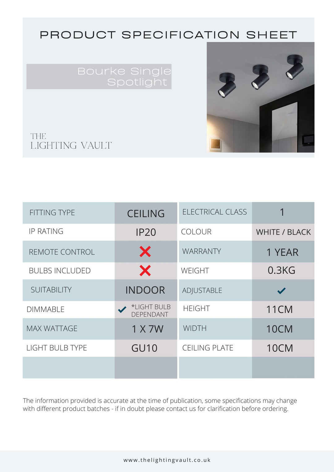 Bourke Single Spotlight- 2 Colours