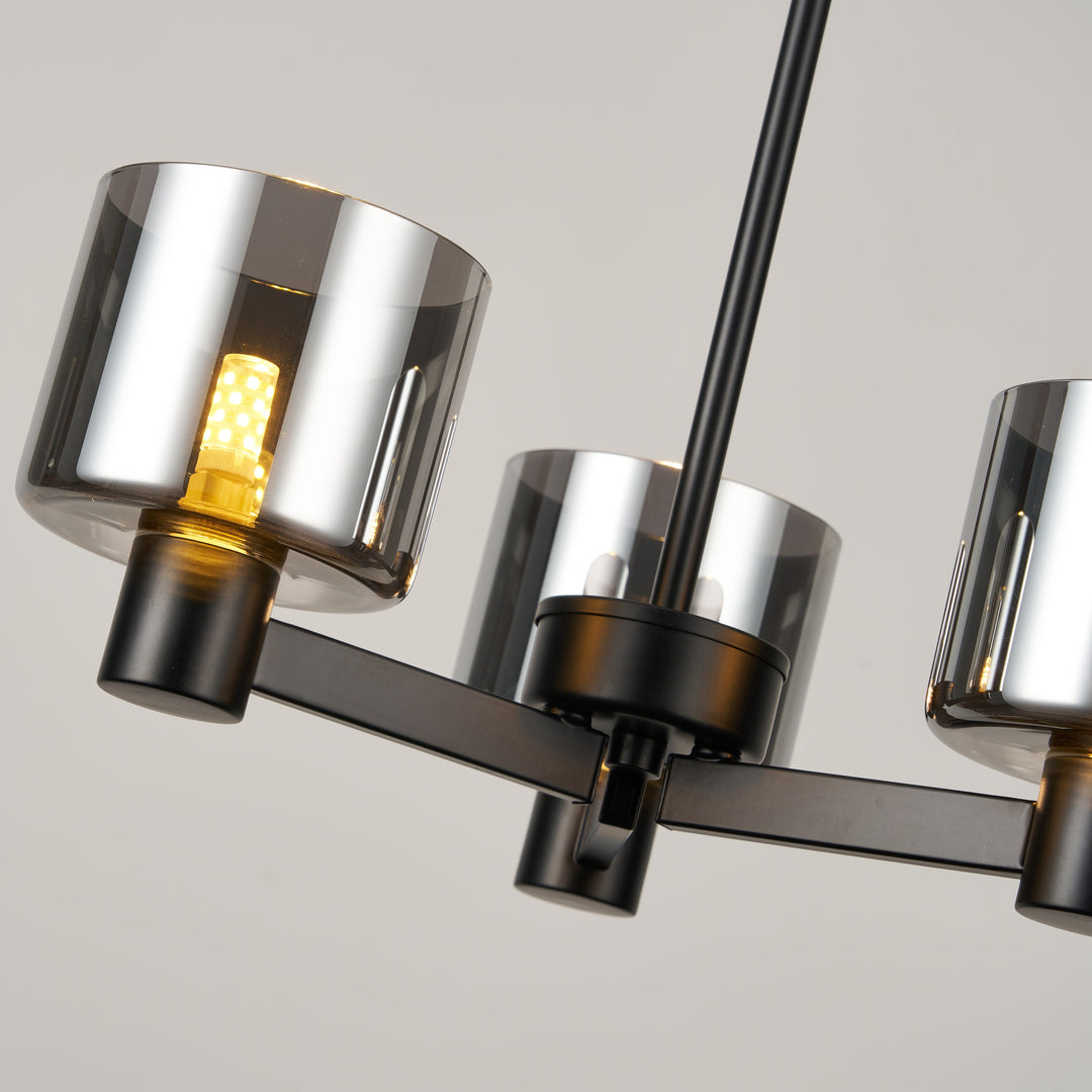 Byron Semi Flush – 3 Light Black/Smoked Glass