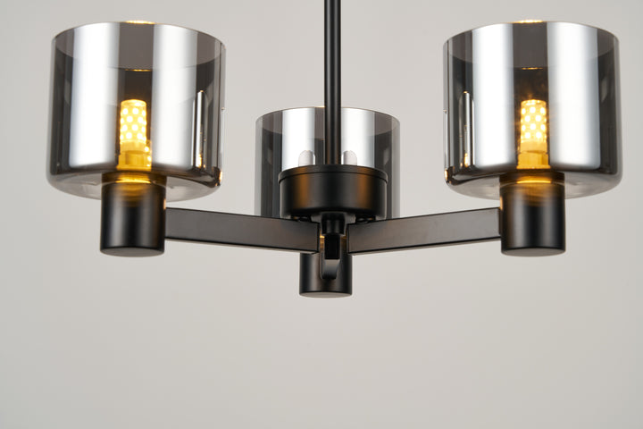 Byron Semi Flush – 3 Light Black/Smoked Glass