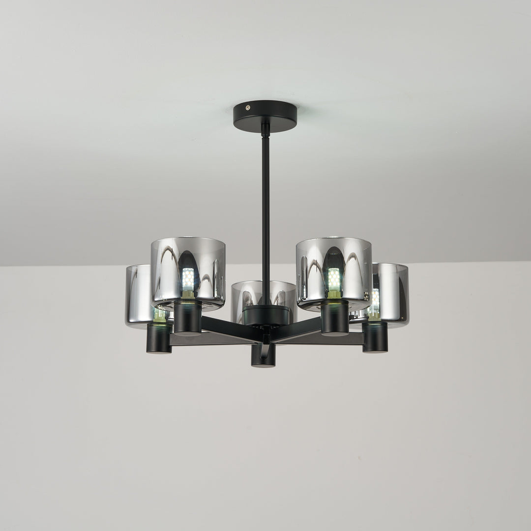 Byron 5-Light Semi Flush – Black/Smoked Glass