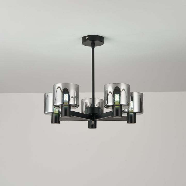 Byron 5-Light Semi Flush – Black/Smoked Glass