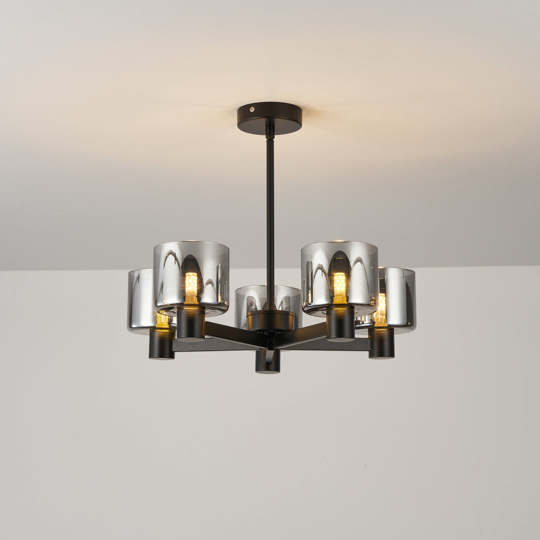 Byron 5-Light Semi Flush – Black/Smoked Glass