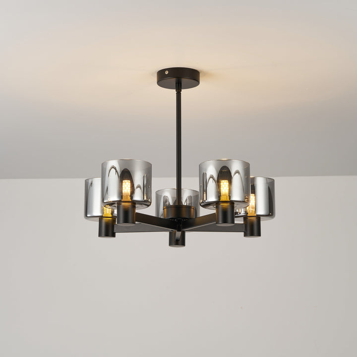 Byron 5-Light Semi Flush – Black/Smoked Glass