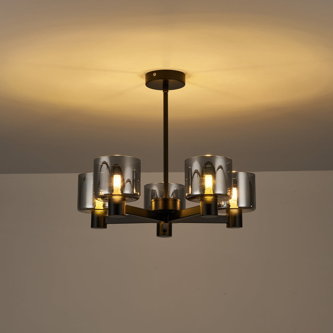Byron 5-Light Semi Flush – Black/Smoked Glass