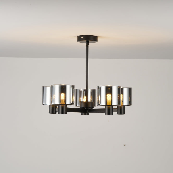 Byron 5-Light Semi Flush – Black/Smoked Glass