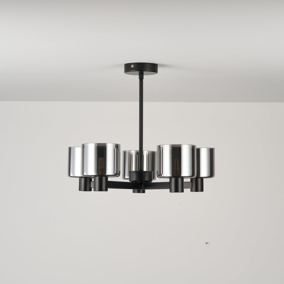 Byron 5-Light Semi Flush – Black/Smoked Glass
