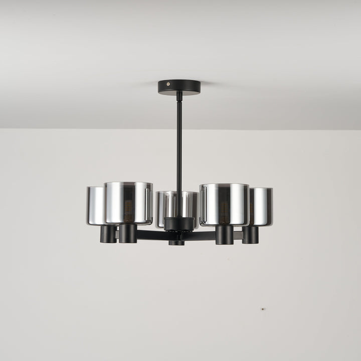 Byron 5-Light Semi Flush – Black/Smoked Glass