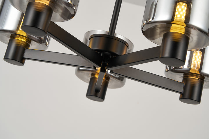Byron 5-Light Semi Flush – Black/Smoked Glass