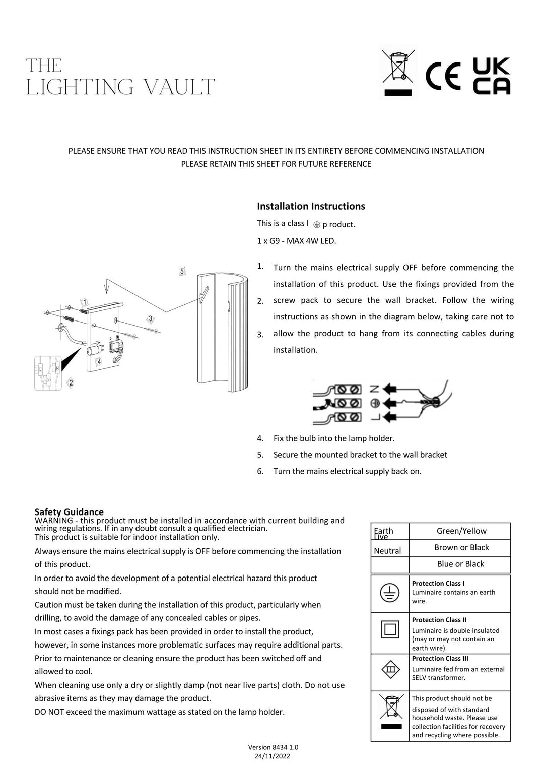 Digby Wall Light – G9 or GU10 Option