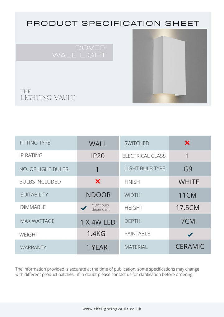 Dover White Ceramic Wall Light