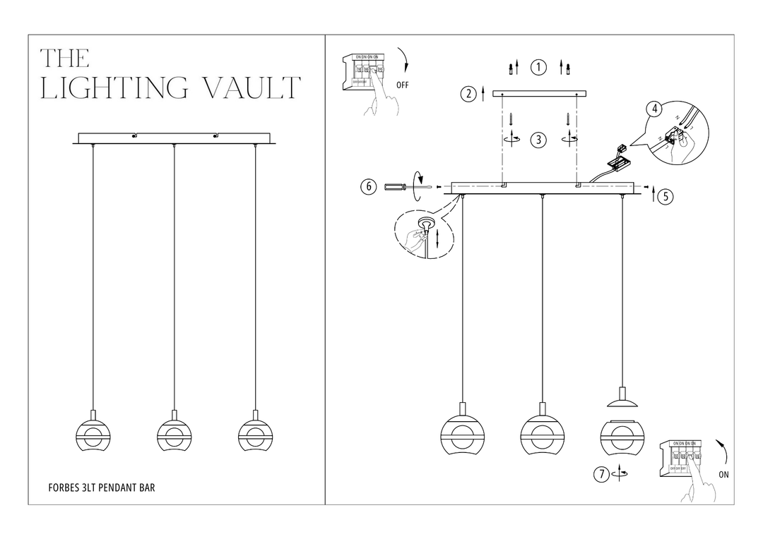Forbes Small Kitchen Island Pendant Bar - 3 COLOURS