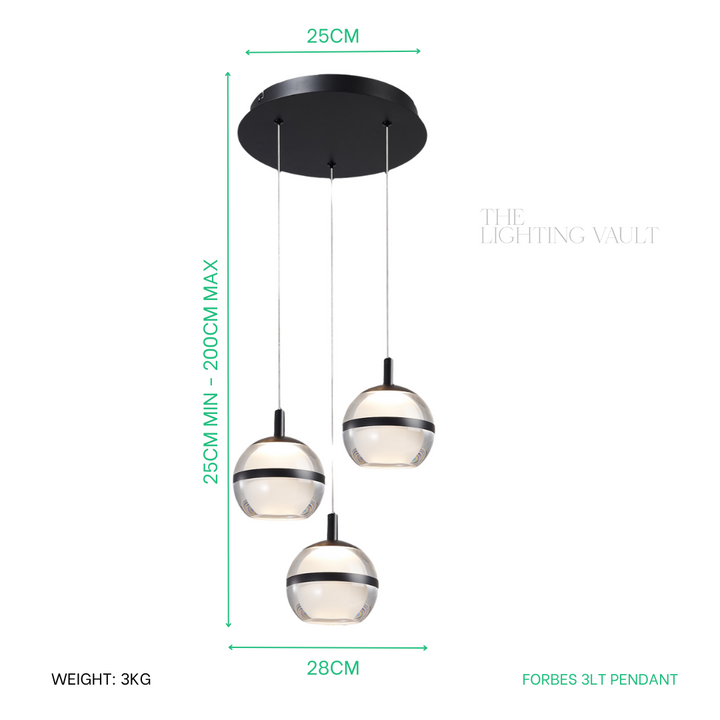 Forbes 3-Light Spiral Pendant Light