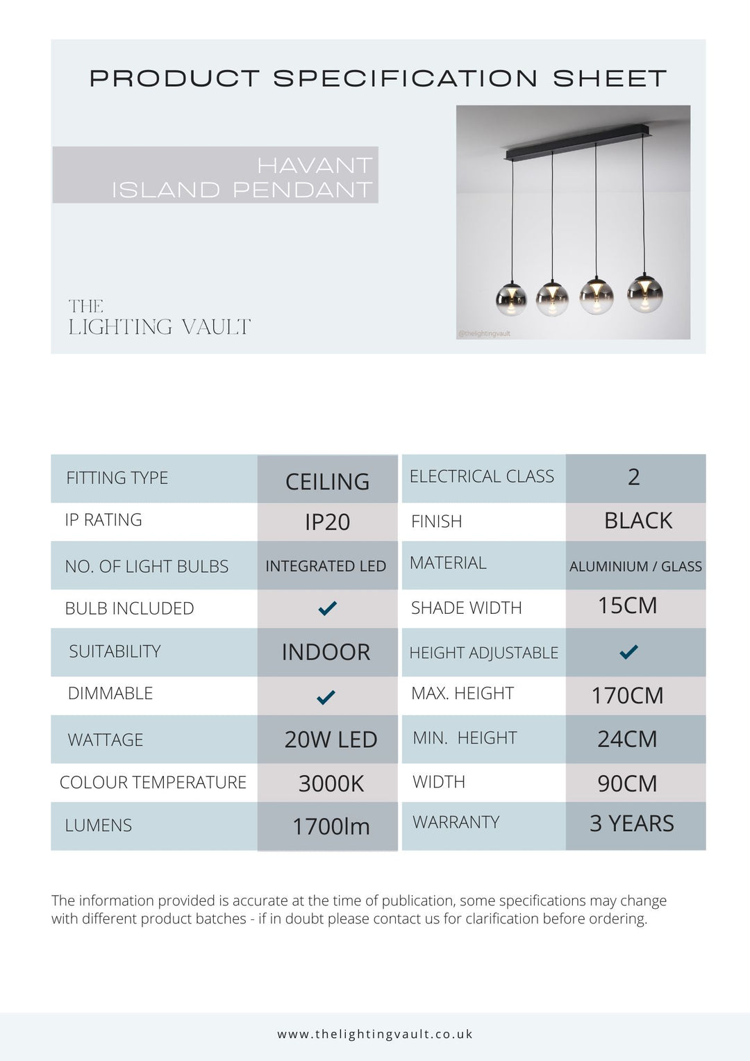 Havant Kitchen Island Pendant Bar Light