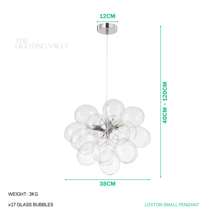 Loxton Clear Bubble Glass Pendant Light