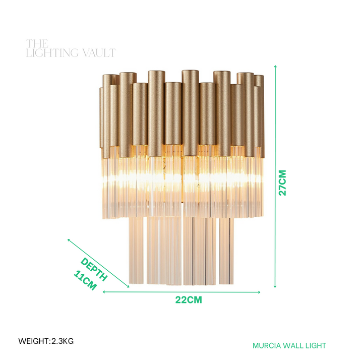 Murcia Wall Light – Gold & Ribbed Glass