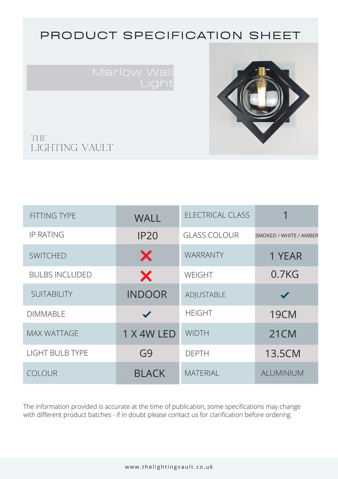 Marlow Wall Light – Black & Gold with Glass Shade