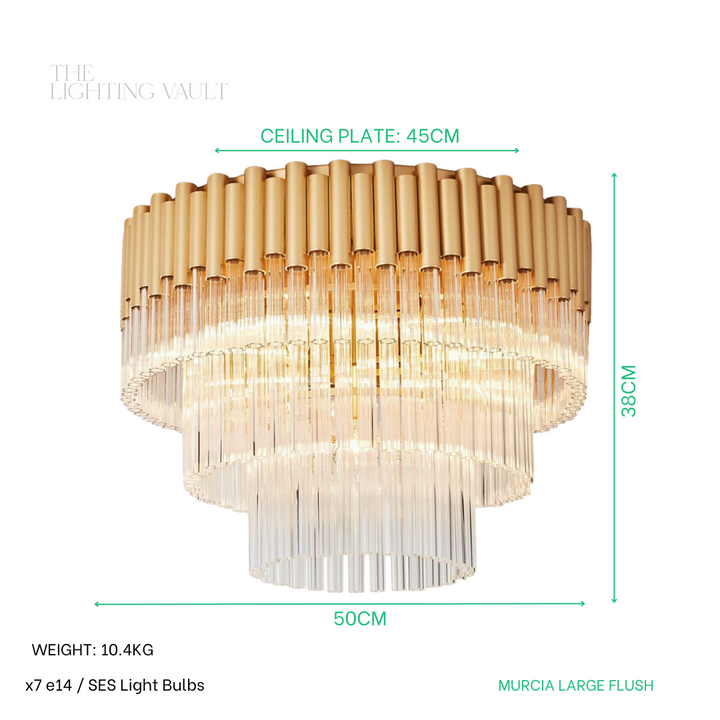 Murcia Large Flush Chandelier – Matt Gold