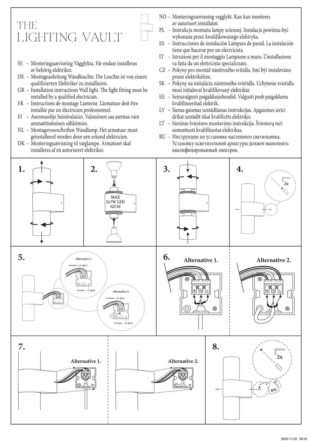 Naples Knurled Double Wall Light - 3 COLOURS