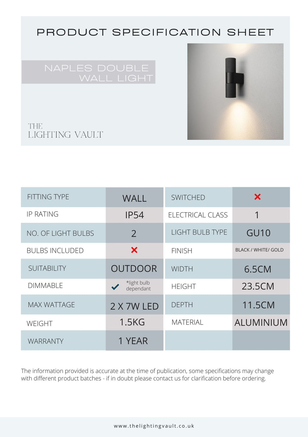 Naples Knurled Double Wall Light - 3 COLOURS