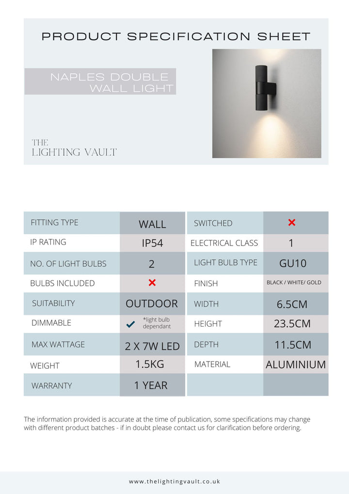 Naples Knurled Double Wall Light - 3 COLOURS